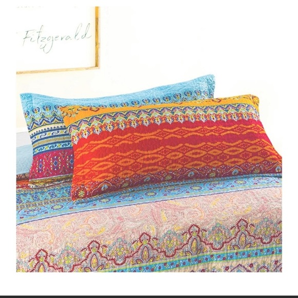 🆕️ Boho Quilt Set King 3pc Coverlet New - Picture 7 of 8